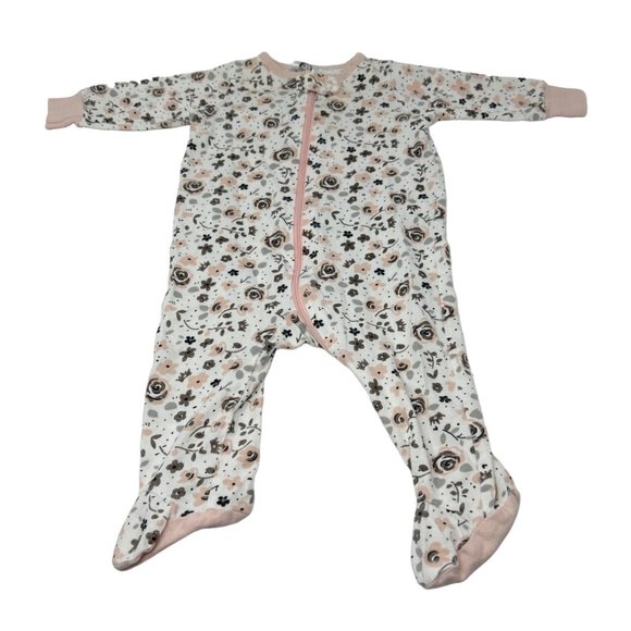 Baby Girl's Sleepers in Pink, Green, and Cream Floral - Size 0-3 M & 3 M - Picture 4 of 8